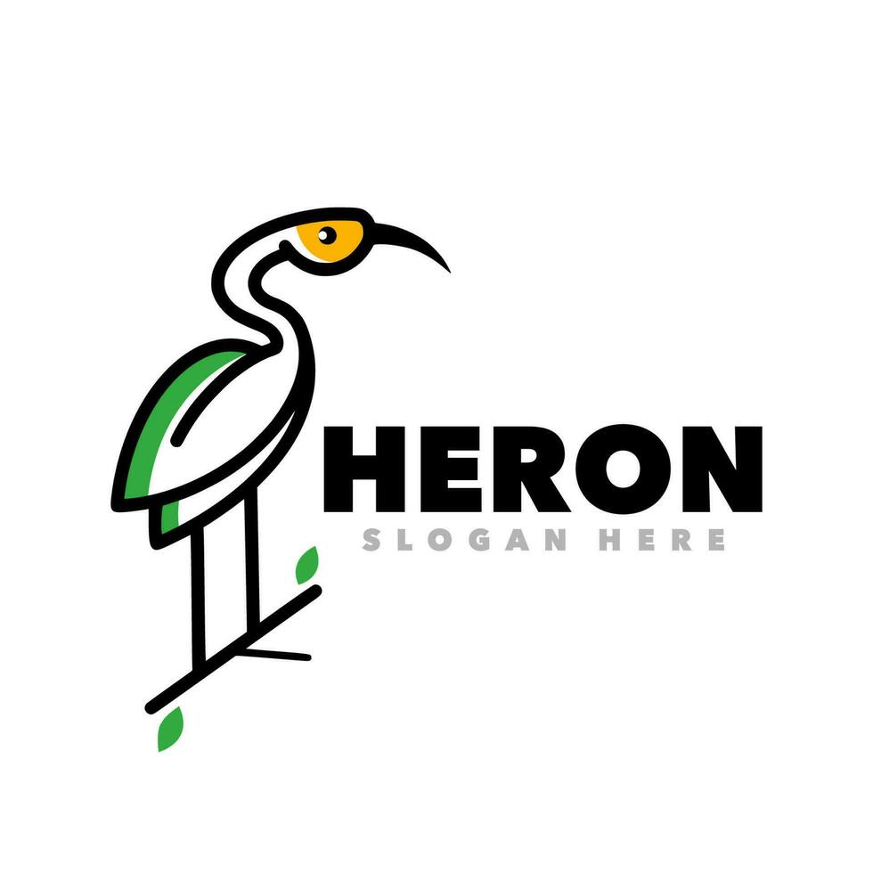 héron feuille logo vecteur