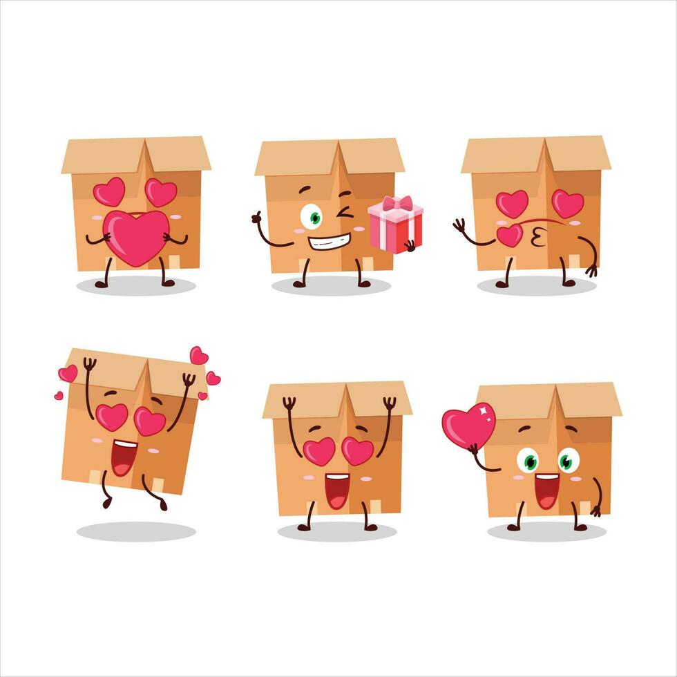 Bureau des boites dessin animé personnage avec l'amour mignonne émoticône vecteur