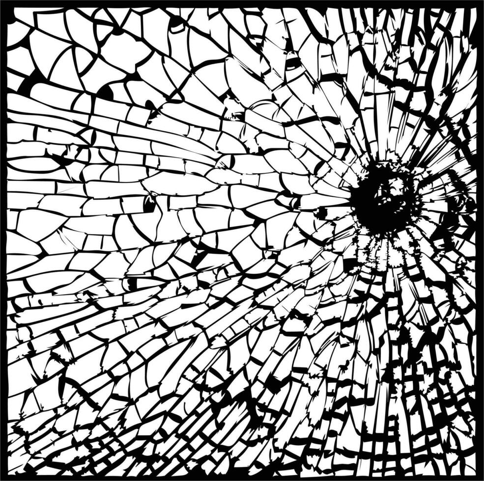 brisé fenêtre dans noir et blanc vecteur