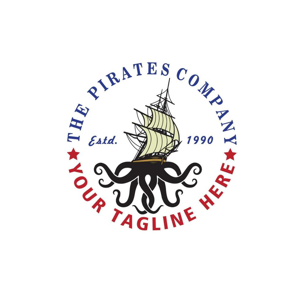 conception logo navire pirates vecteur illustration
