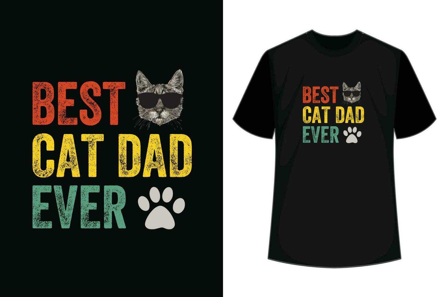 meilleur chat papa déjà rétro ancien du père journée cadeau T-shirt conception vecteur