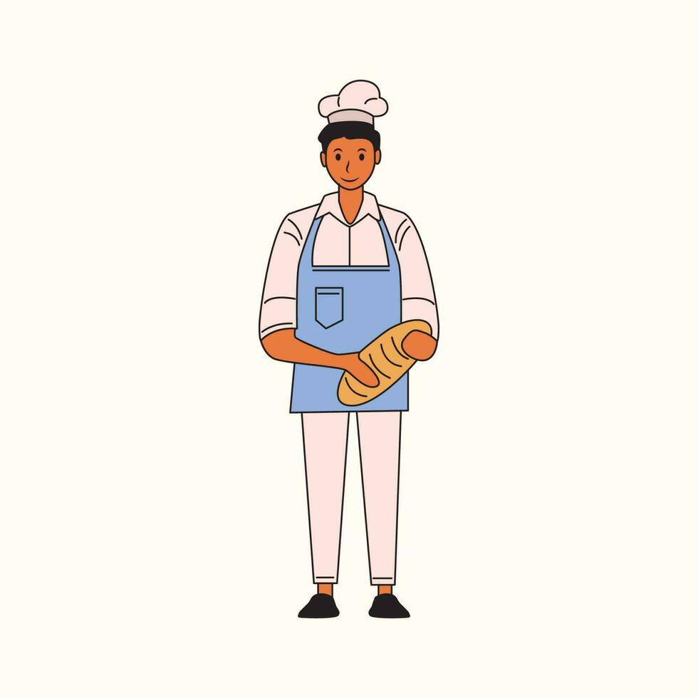 boulanger vecteur Stock illustration, Masculin boulanger avecboulangerie équipements vecteur