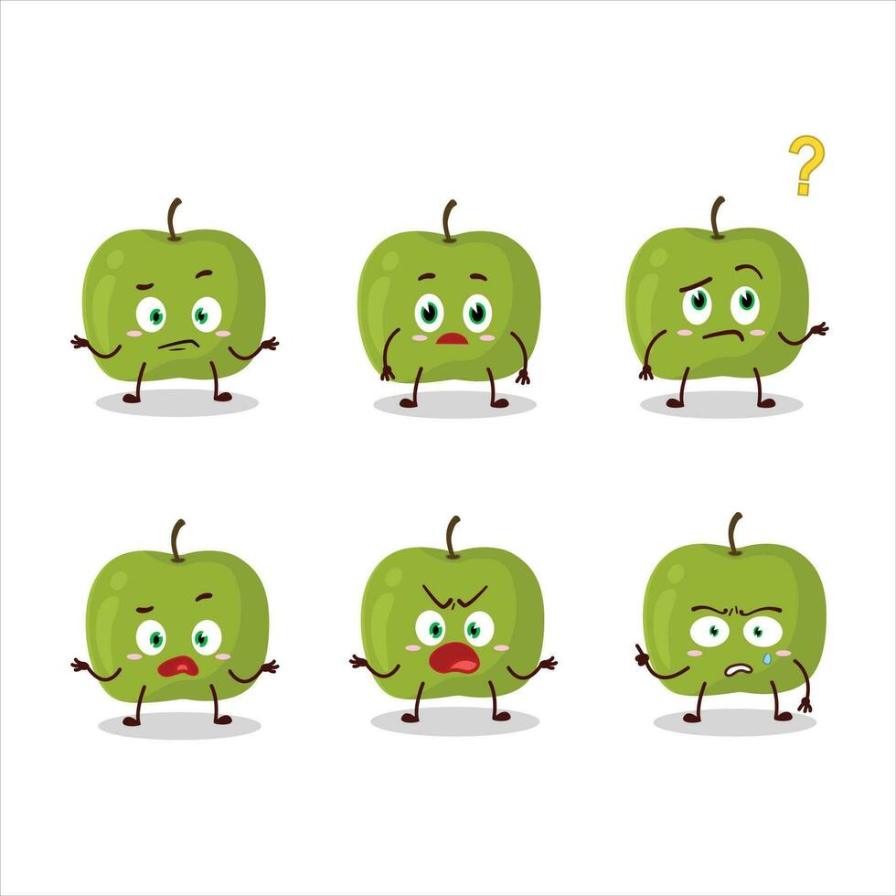 dessin animé personnage de vert Pomme avec quoi expression vecteur