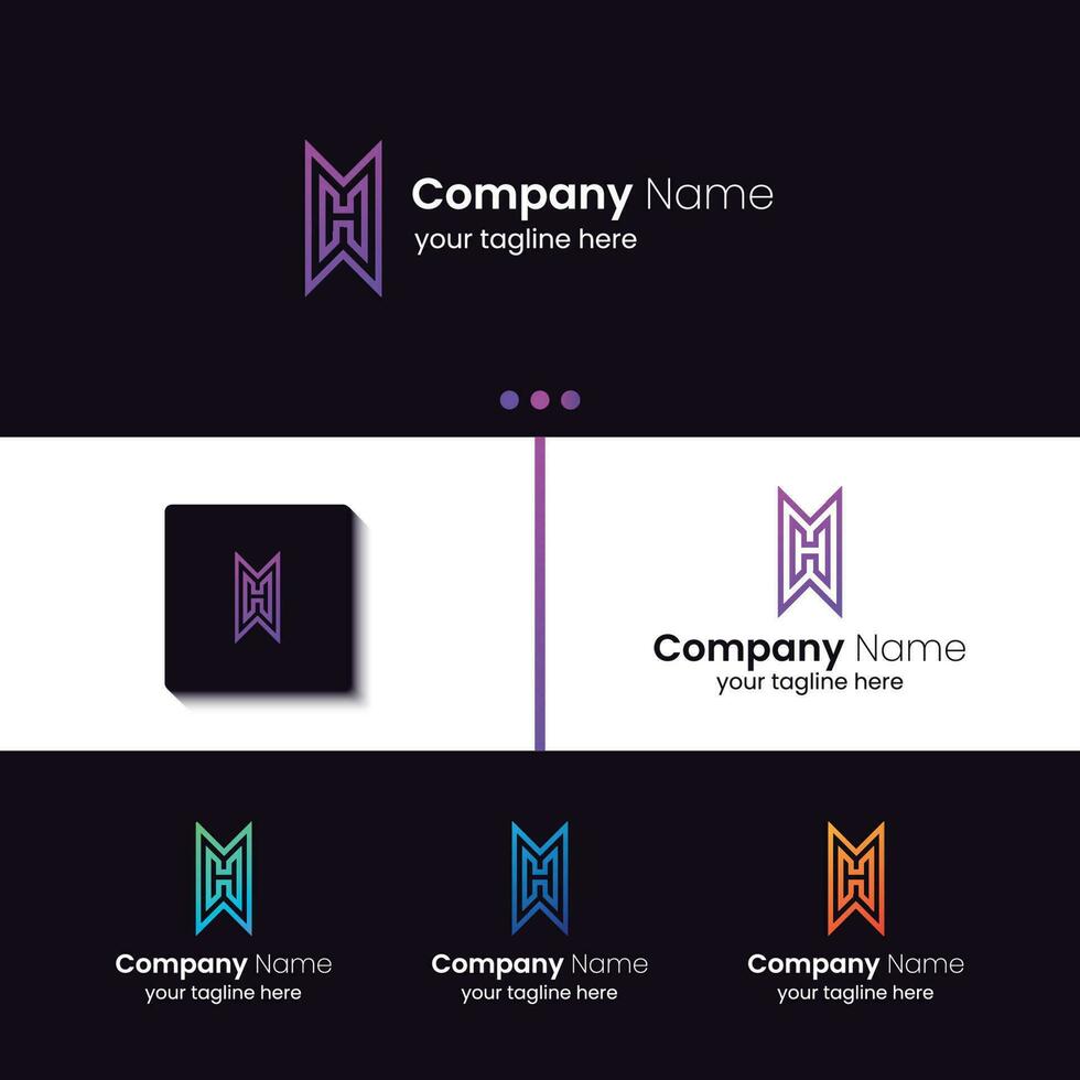 mh typographie logo, coutume, créatif, entreprise, professionnel, typographie, objet, moderne, minimal, symbole, vecteur