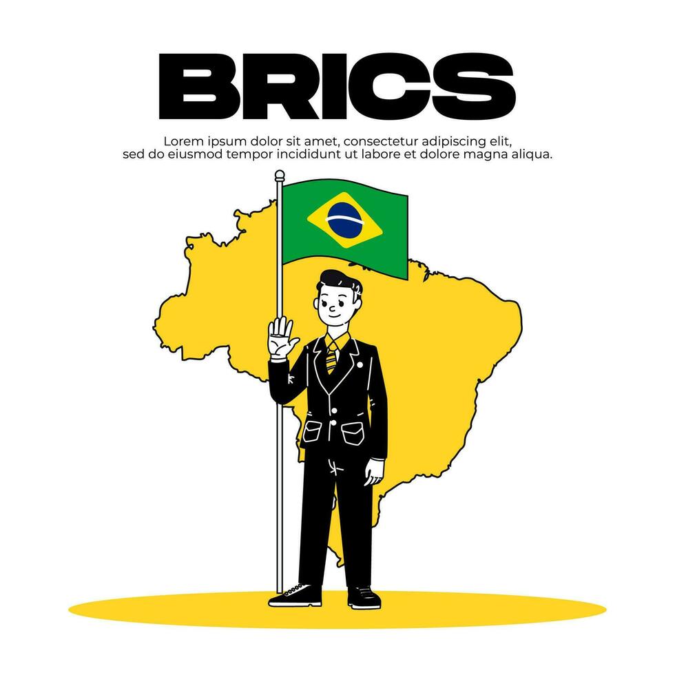 Brésil est une membre de le briques. blanc isolé Contexte et pays carte vecteur