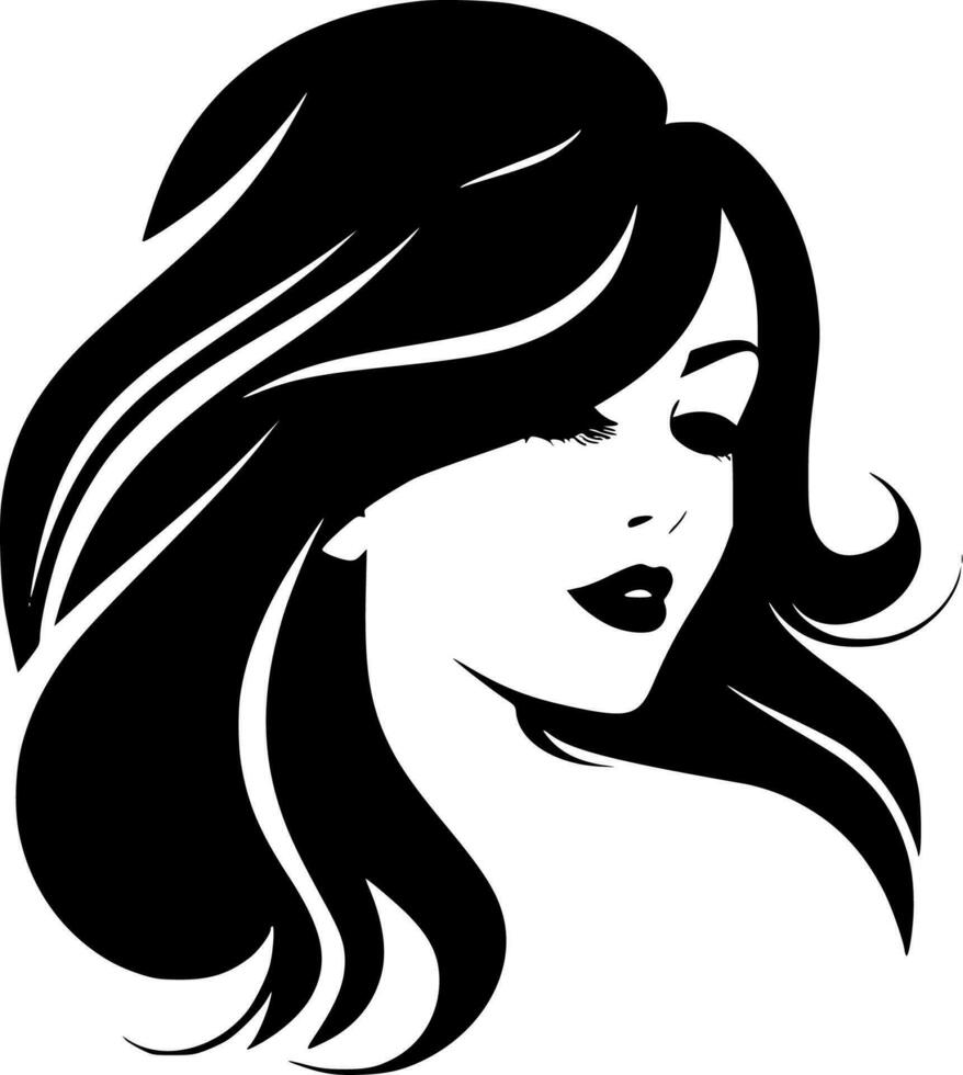 cheveux - noir et blanc isolé icône - vecteur illustration