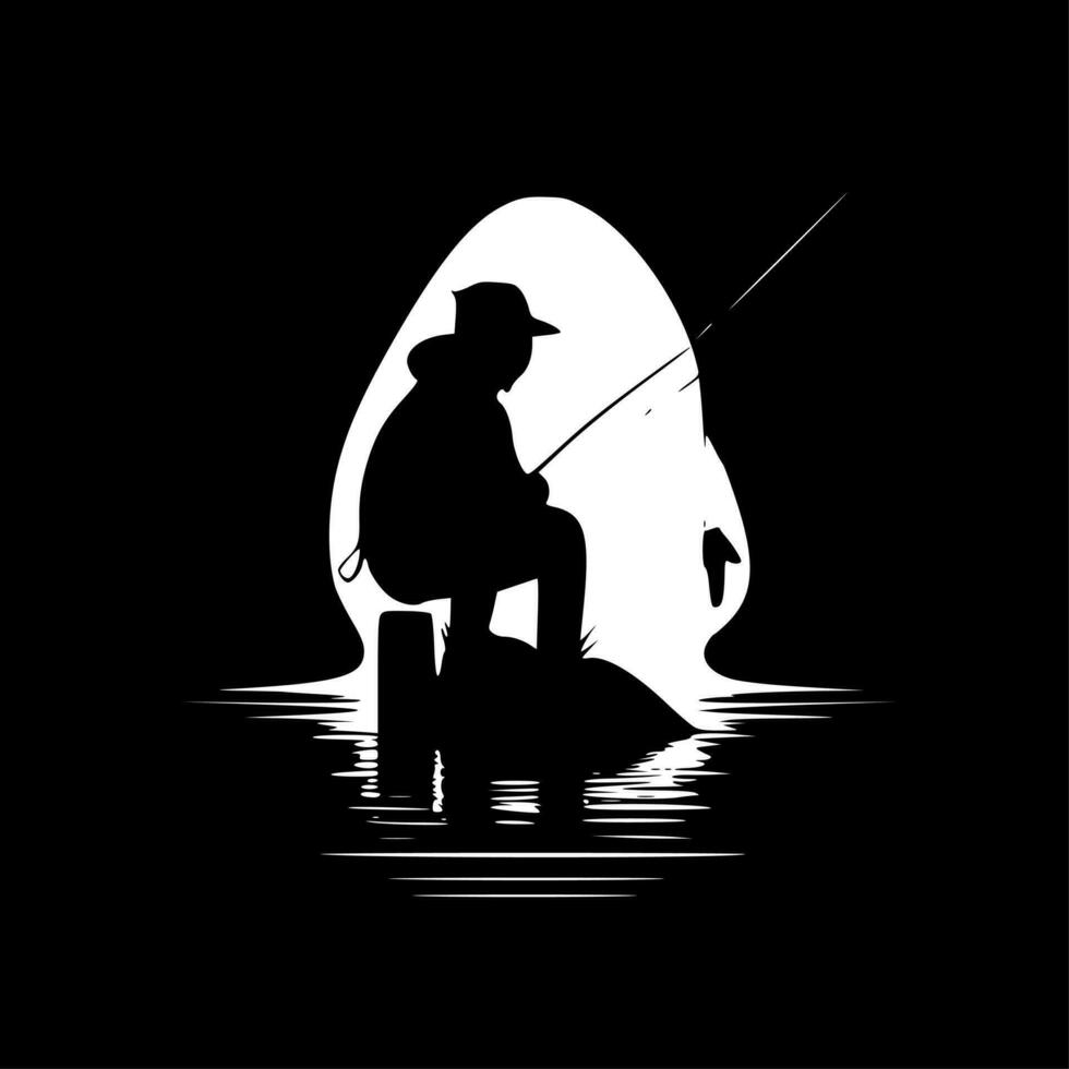 pêche - noir et blanc isolé icône - vecteur illustration