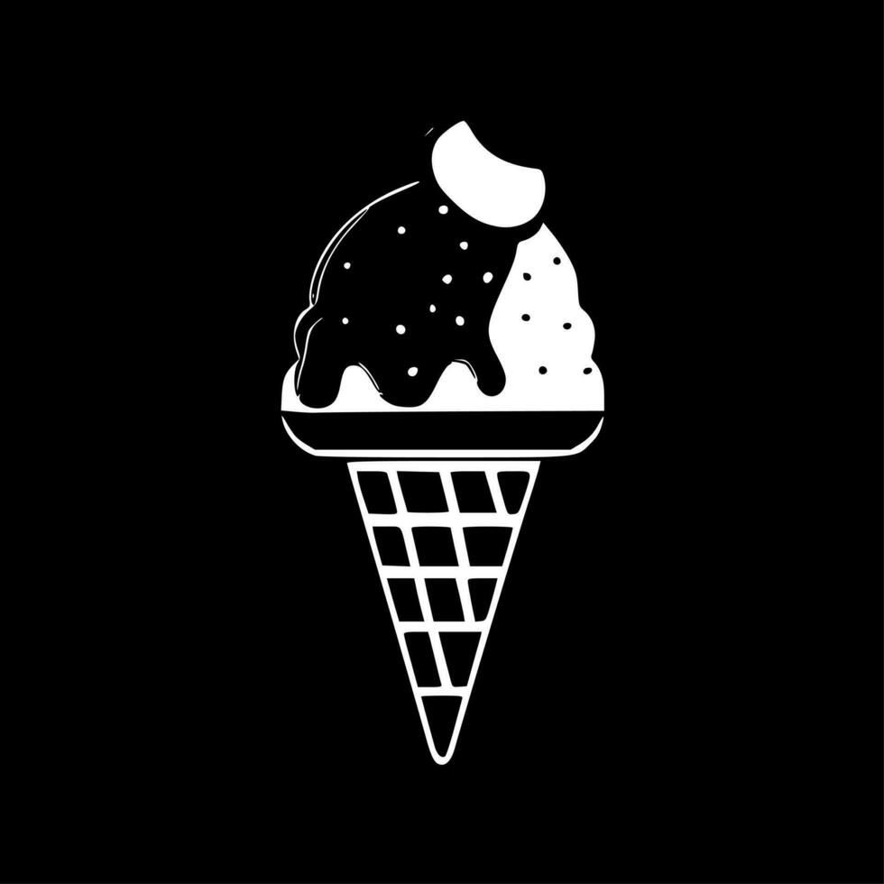 la glace crème - noir et blanc isolé icône - vecteur illustration