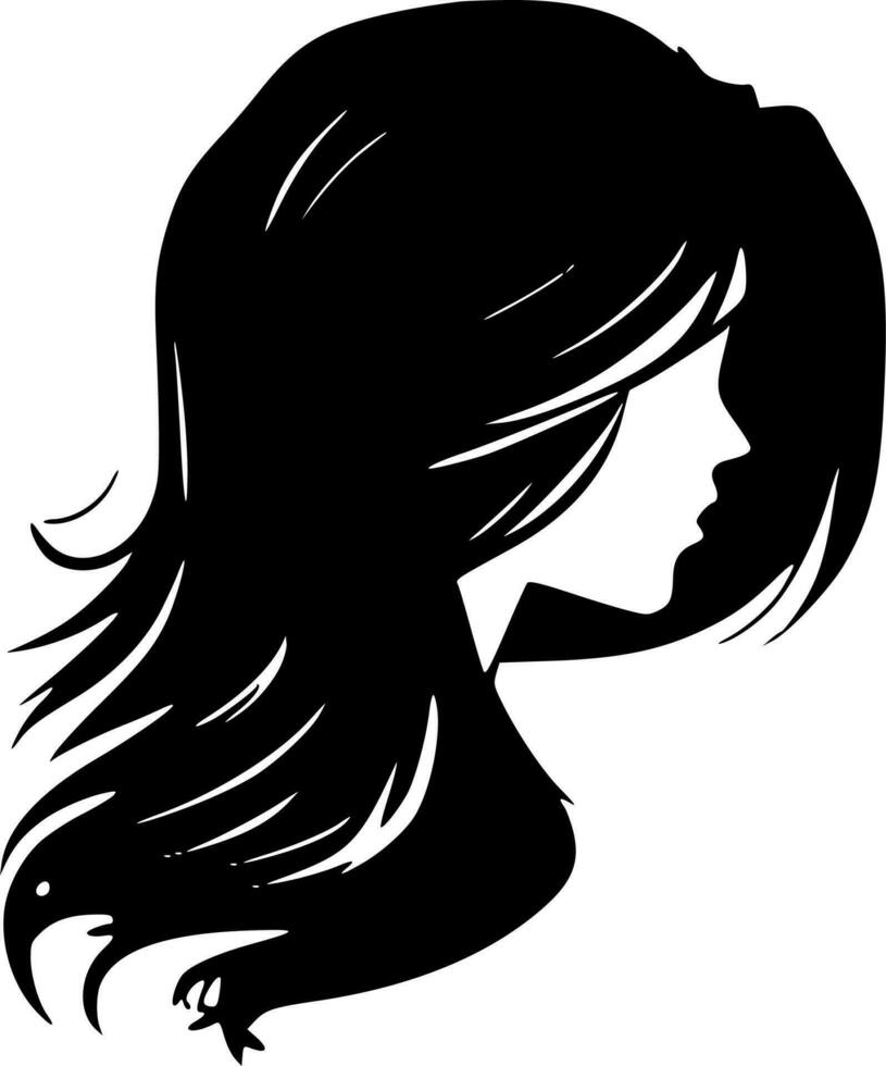 cheveux - noir et blanc isolé icône - vecteur illustration