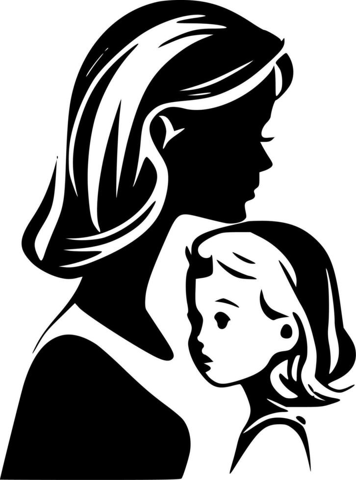 mère fille - minimaliste et plat logo - vecteur illustration