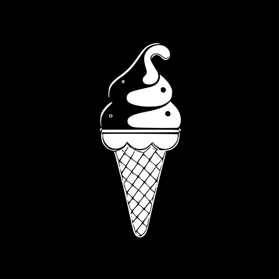 la glace crème - noir et blanc isolé icône - vecteur illustration