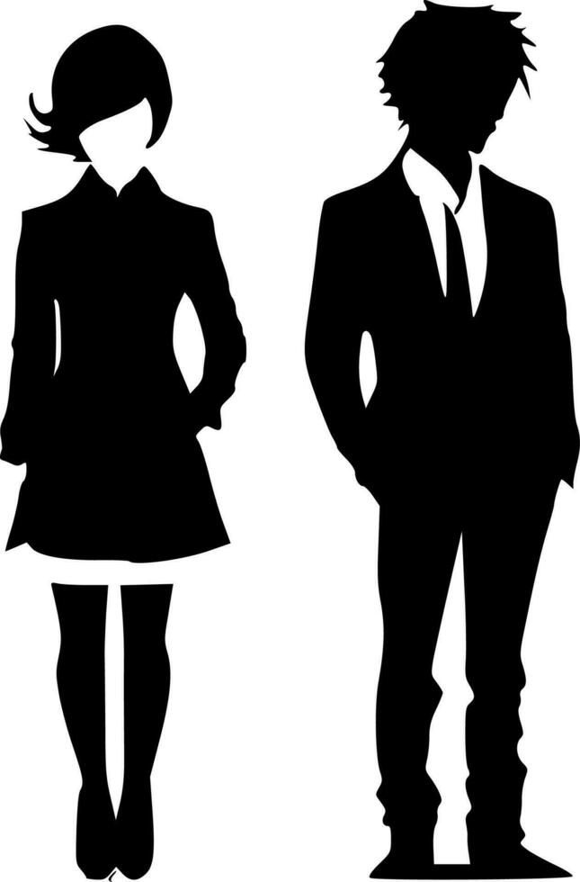 couple - noir et blanc isolé icône - vecteur illustration
