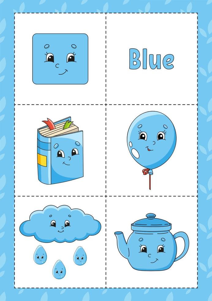 Apprentissage des couleurs flashcard pour les enfants - bleu vecteur