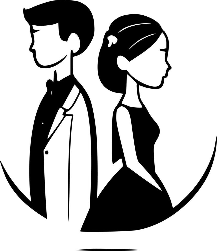 mariage - noir et blanc isolé icône - vecteur illustration