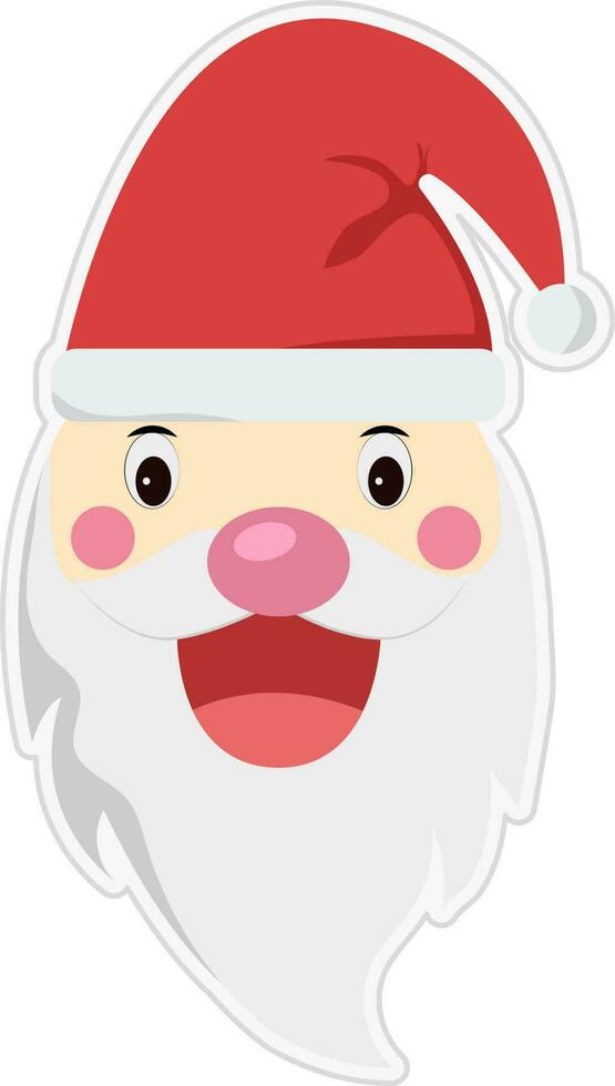 illustration de content Père Noël visage autocollant ou icône. vecteur