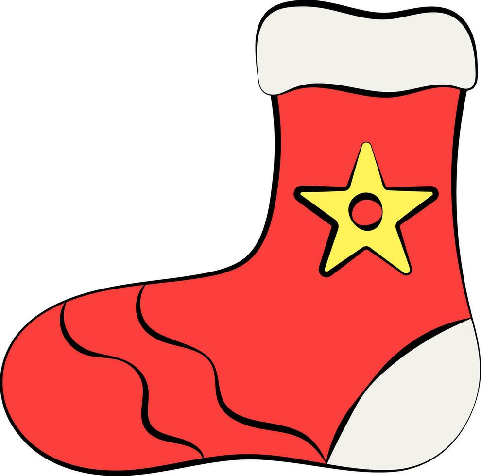 étoile symbole dans chaussettes rouge et blanc icône. vecteur