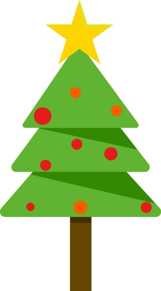 décoré Noël arbre coloré icône dans plat style. vecteur