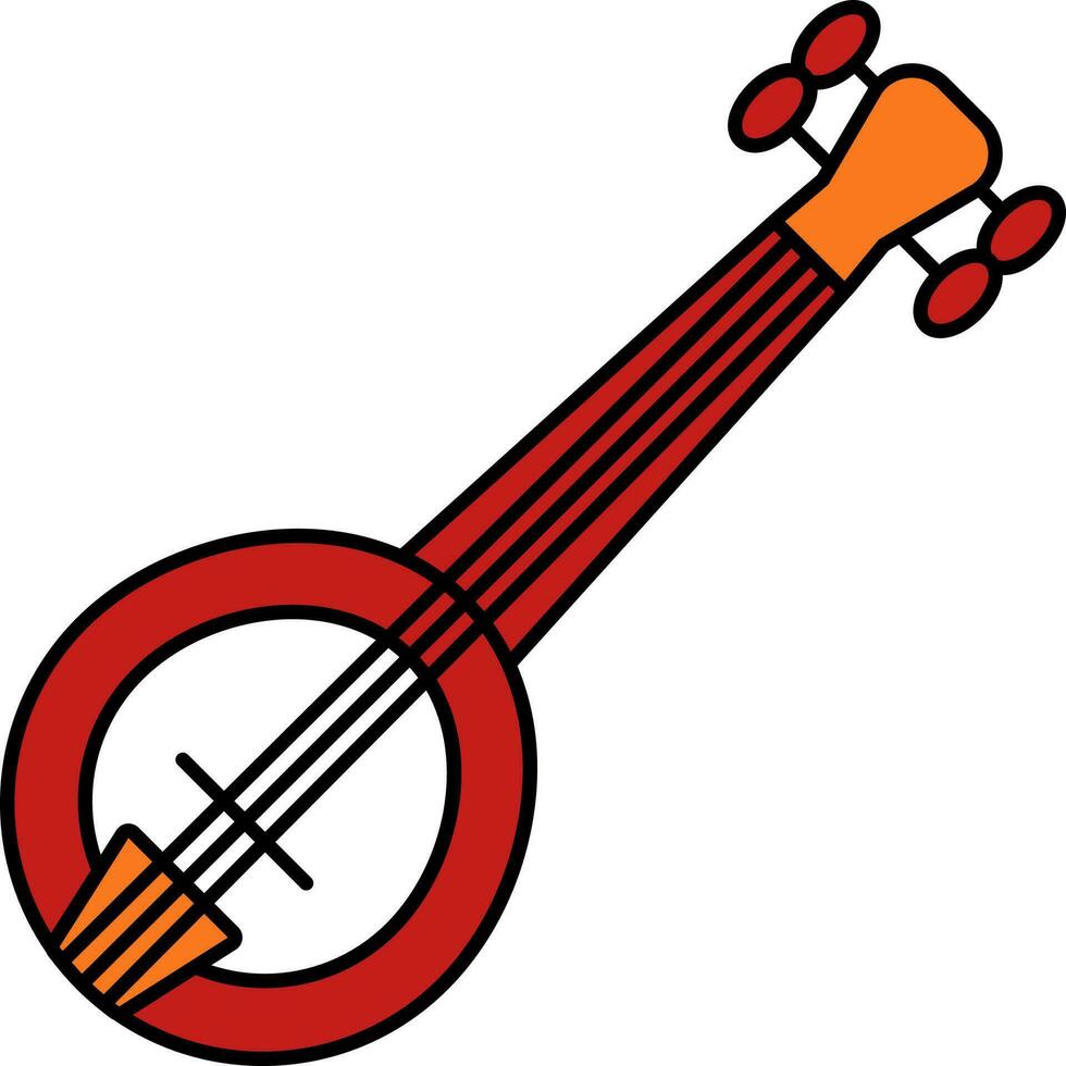 plat style banjo icône dans rouge couleur. vecteur