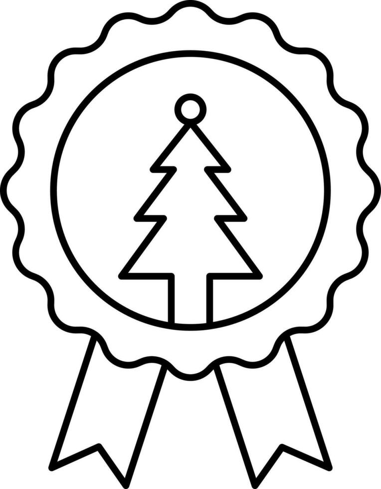 Noël badge ruban icône dans noir contour. vecteur