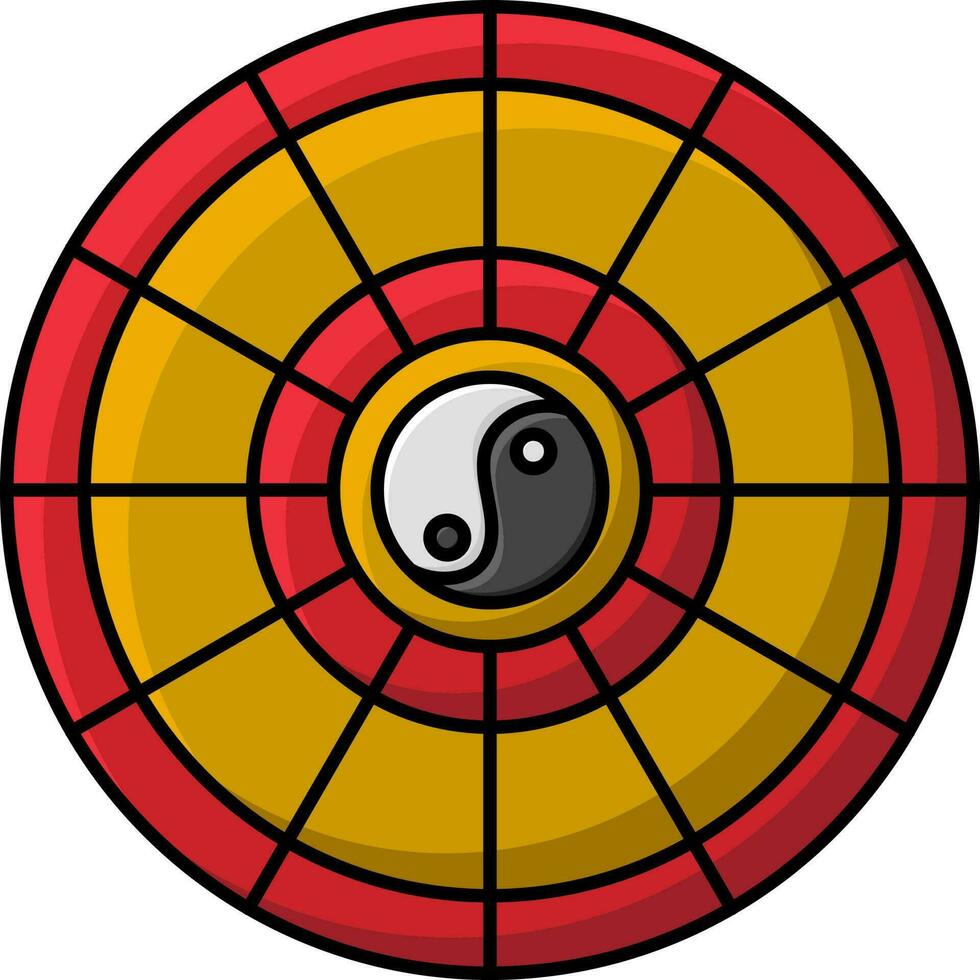 bagua miroir plat icône dans rouge et Jaune couleur. vecteur