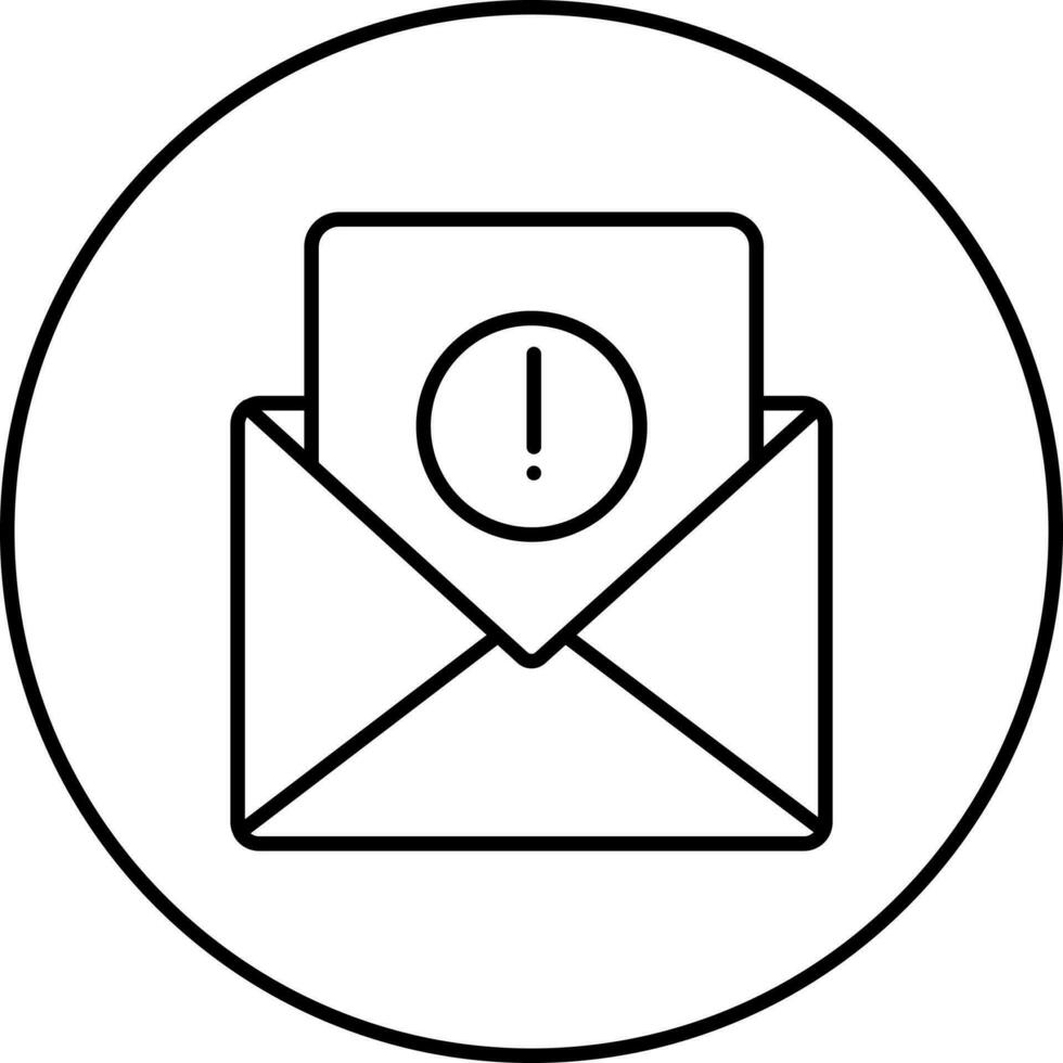 avertissement message ou courrier sur cercle icône dans ligne art. vecteur