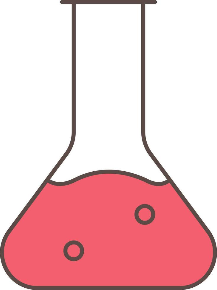 rouge liquide erlenmeyer ballon icône dans plat style. vecteur