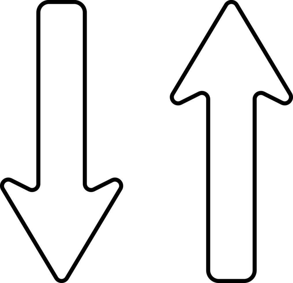 en haut et vers le bas La Flèche linéaire icône. vecteur
