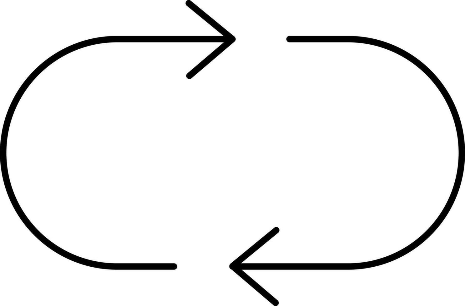 ovale tourner La Flèche icône dans noir ligne art. vecteur