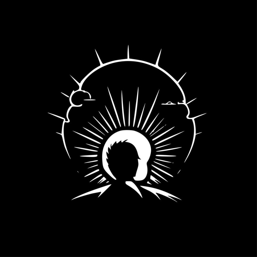 spirituel - noir et blanc isolé icône - vecteur illustration