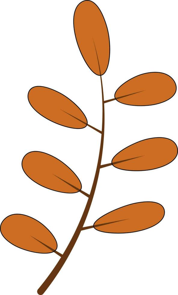 Orange feuilles tige icône dans plat style. vecteur