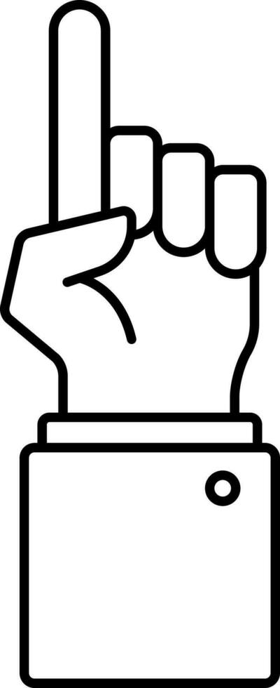 un doigt main icône ou symbole dans mince ligne art. vecteur