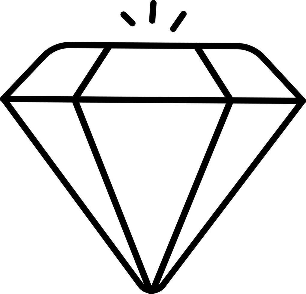 plat diamant icône dans noir ligne art. vecteur