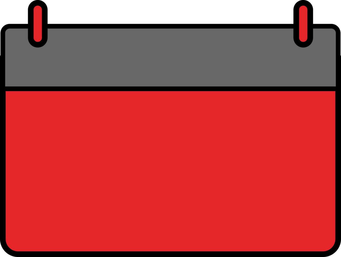 Vide calendrier maquette icône dans rouge et gris couleur. vecteur