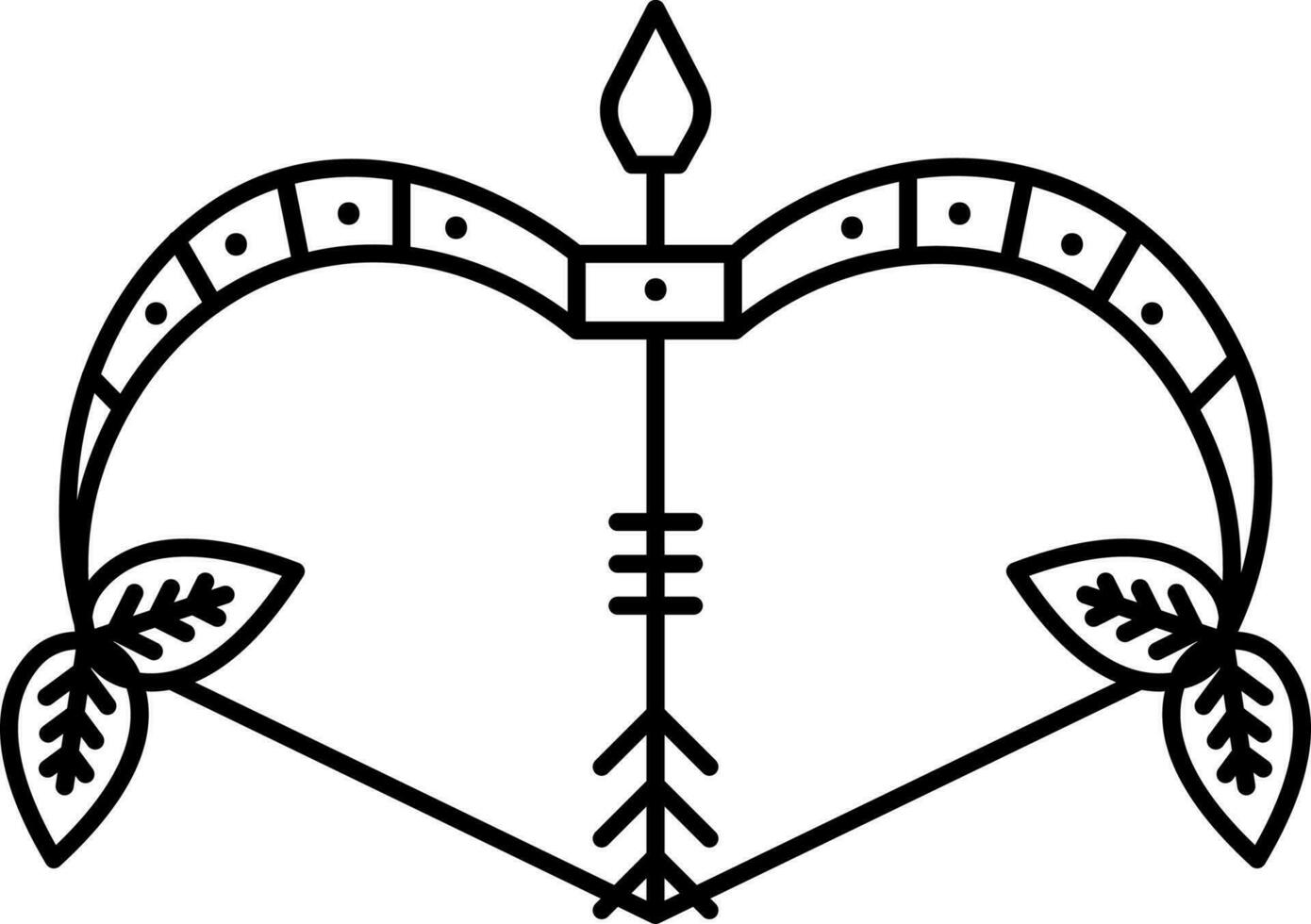 ancien arc et La Flèche icône dans noir ligne art. vecteur