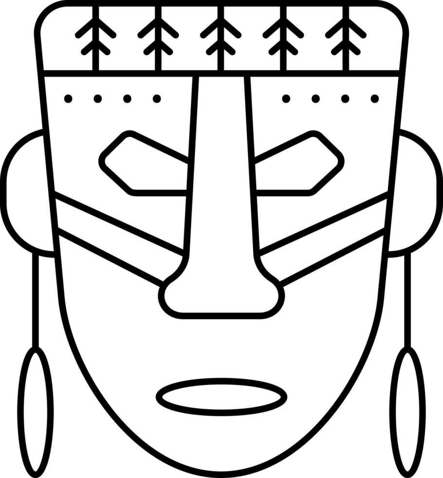 aztèque ou bohémien visage masque icône dans ligne art. vecteur