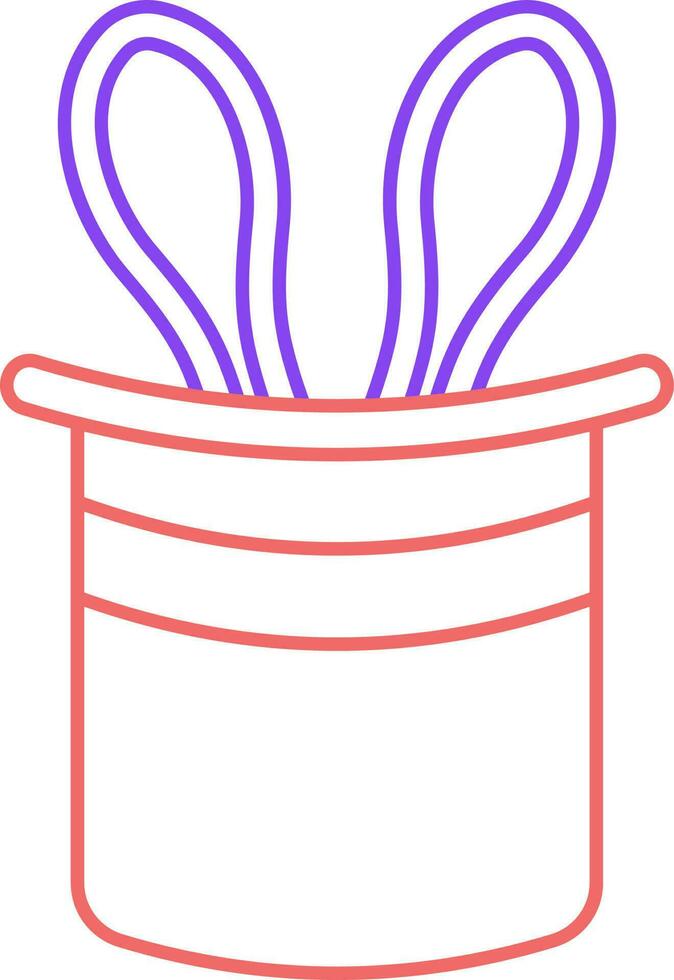 la magie tour lapin chapeau rouge et violet linéaire icône. vecteur