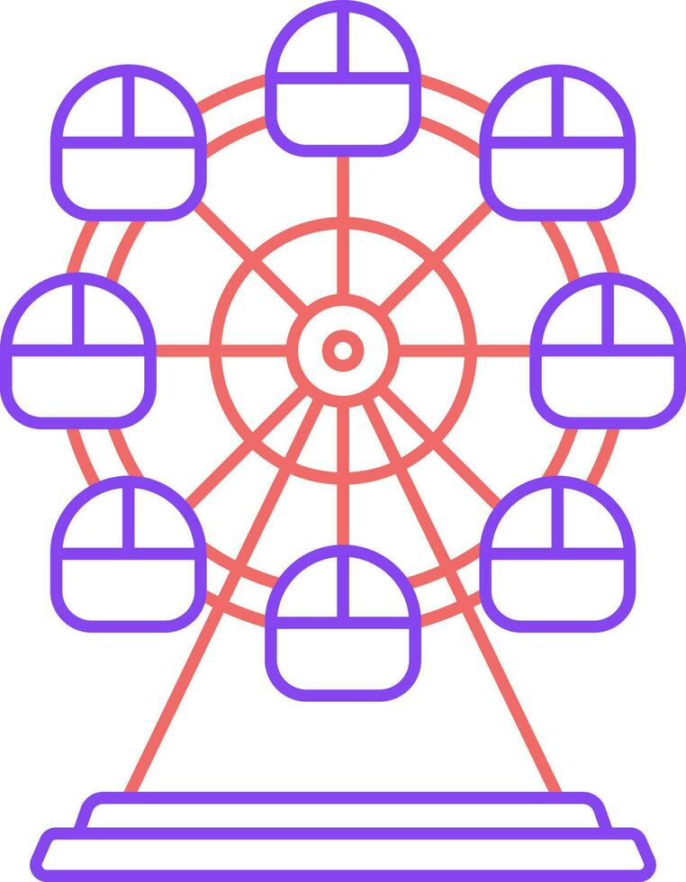 rouge et violet linéaire style ferris roue plat icône. vecteur