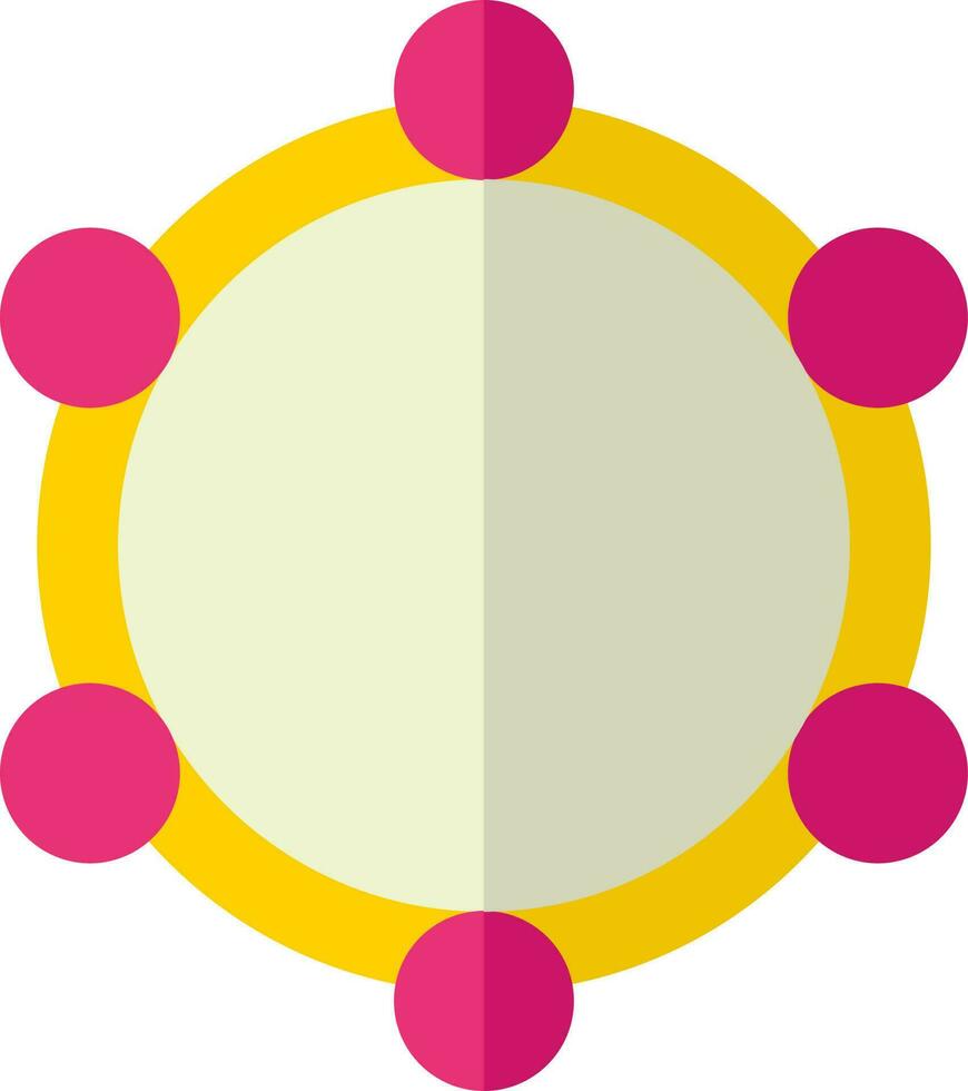 plat style tambourin icône dans rose et Jaune couleur. vecteur