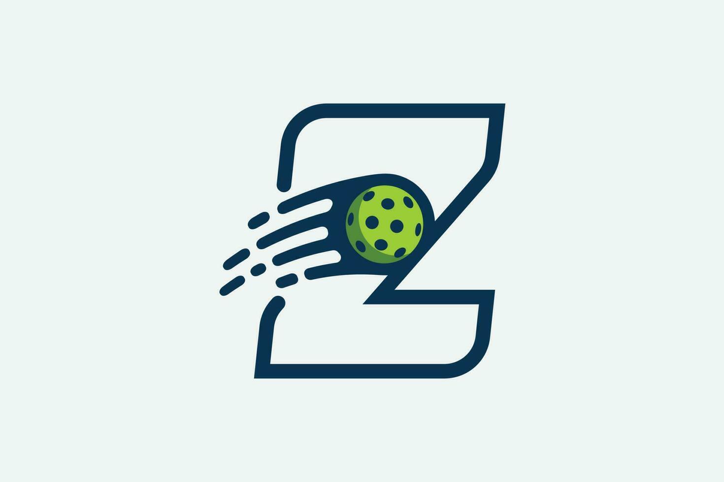 pickleball logo avec une combinaison de lettre z et une en mouvement Balle dans ligne style pour tout affaires surtout pickleball magasins, pickleball entraînement, clubs, etc. vecteur