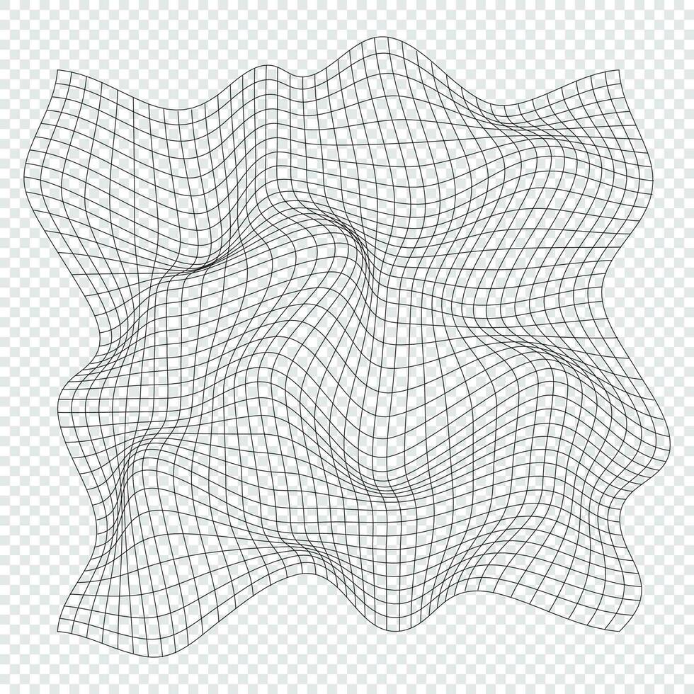 déformé carré grille. filaire vague géométrie grille. voilé engrener texture. incurvé engrener éléments. vecteur illustration