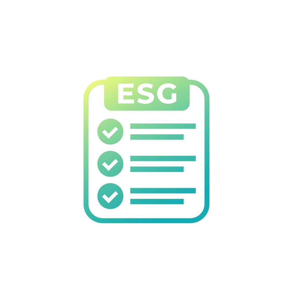 esg icône avec une liste de contrôle sur blanc vecteur