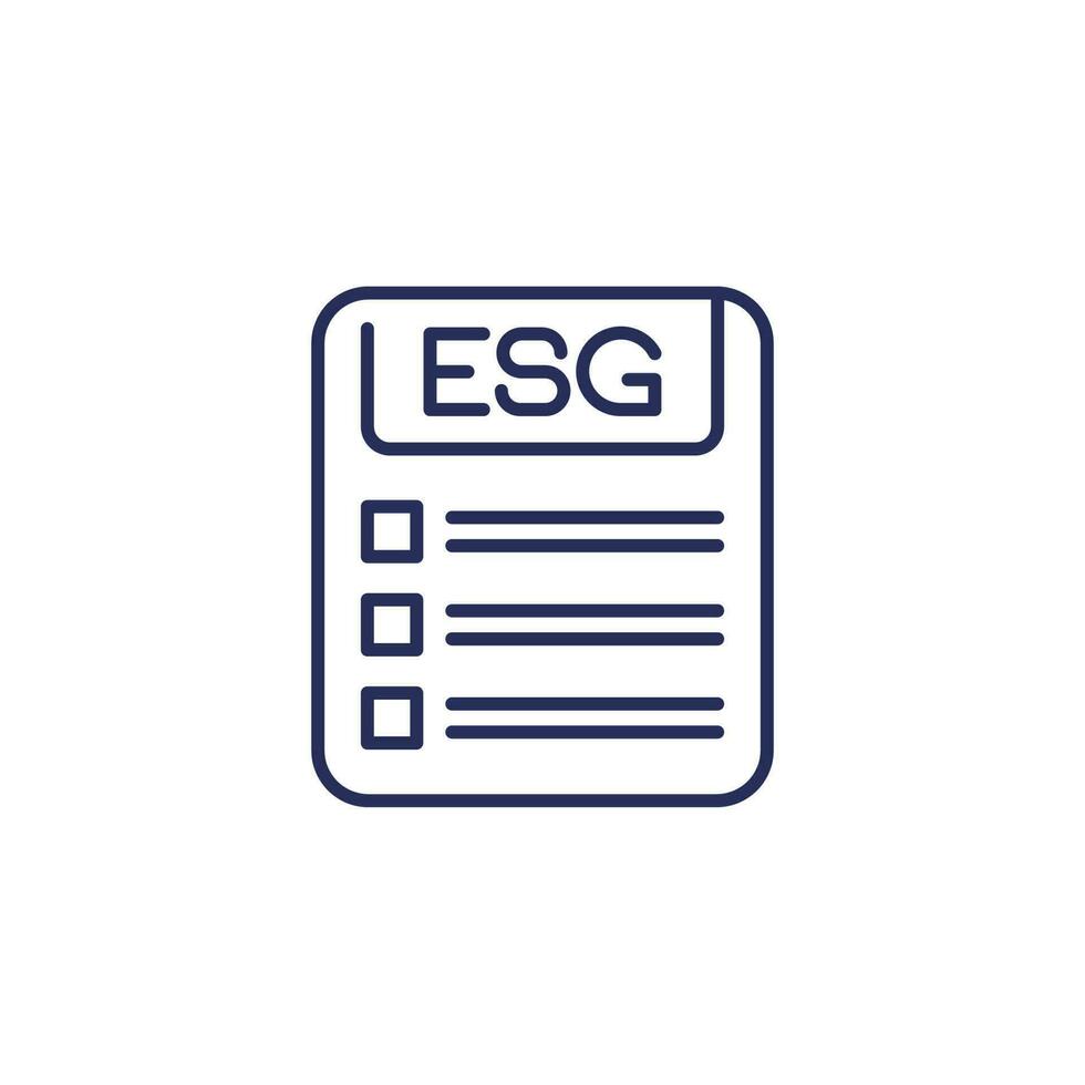 esg ligne icône avec une liste de contrôle vecteur