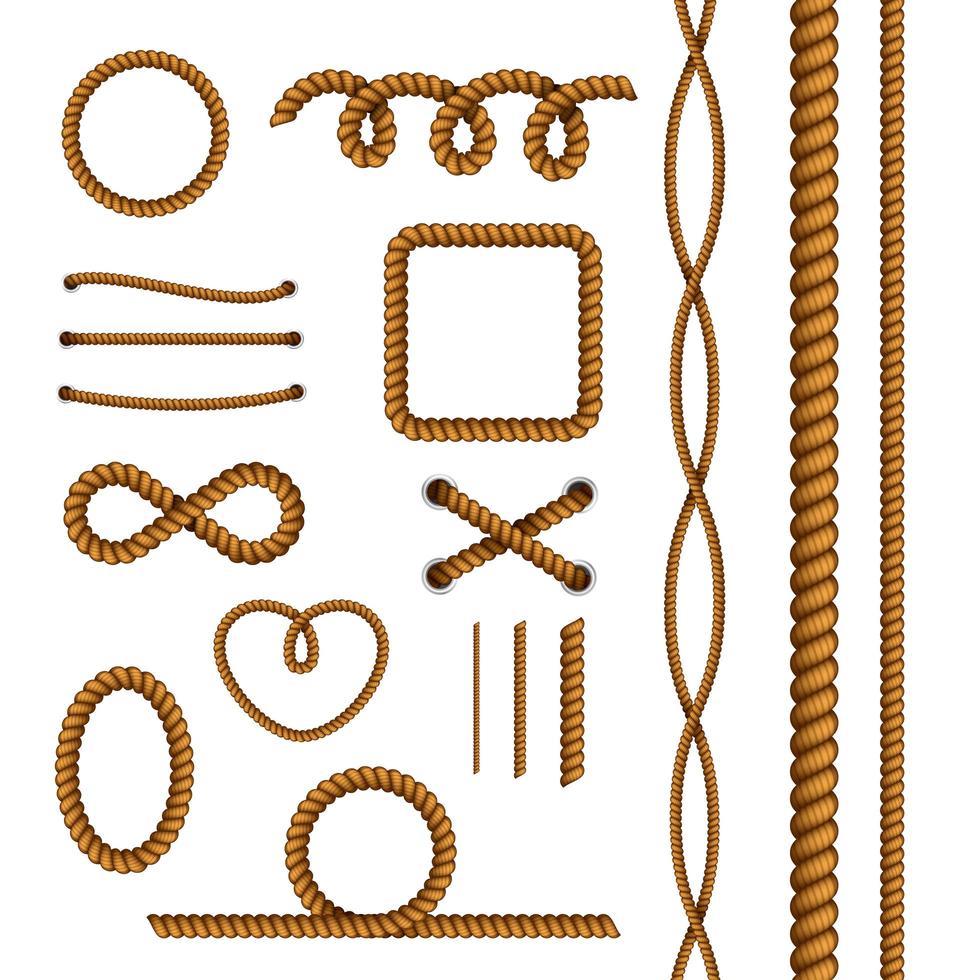 décorations de corde ensemble réaliste illustration vectorielle vecteur
