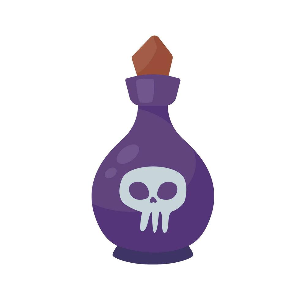 une verre bouteille contenant poison. sorcière la magie potion bouteille pour Halloween vecteur