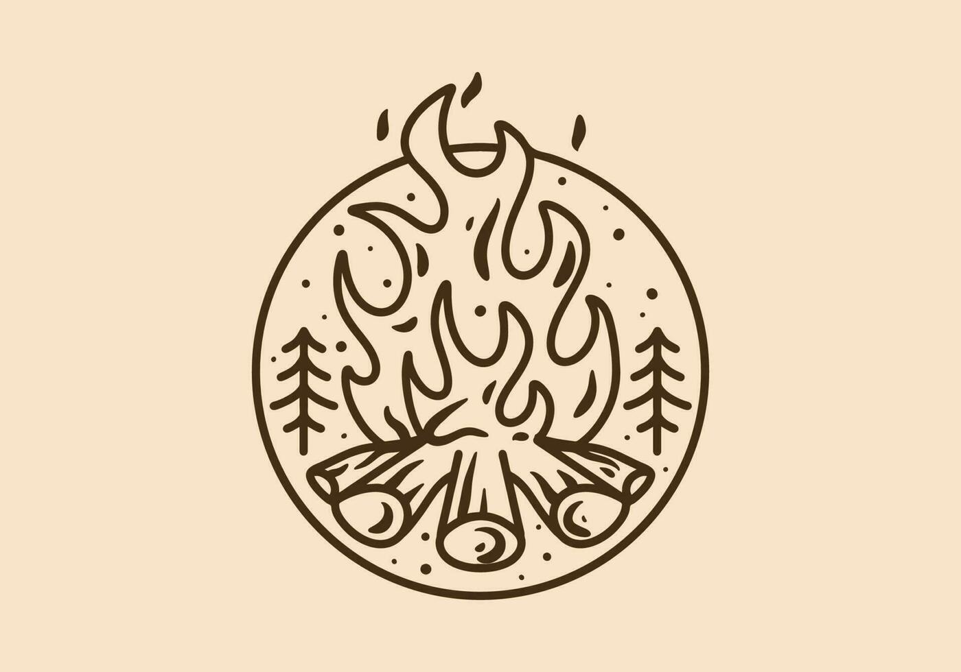 mono ligne art illustration de une feu vecteur