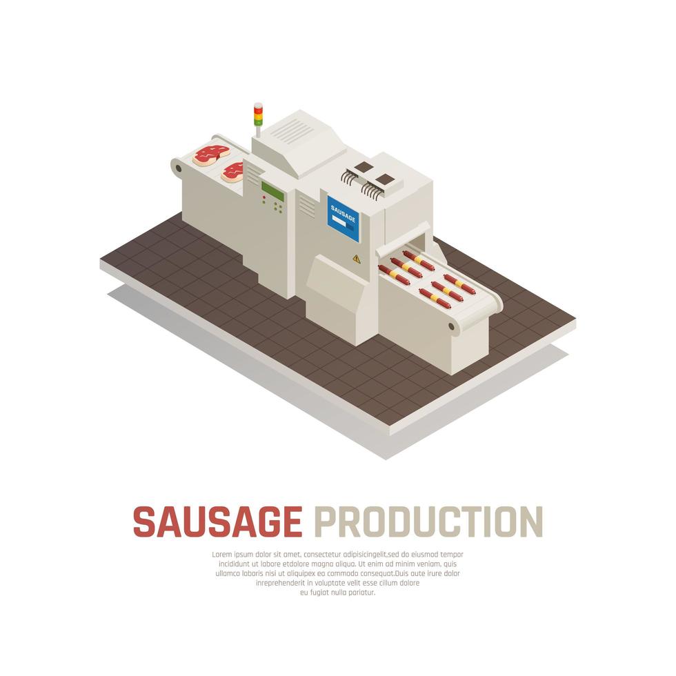 saucisses fabrication illustration vectorielle de composition isométrique vecteur