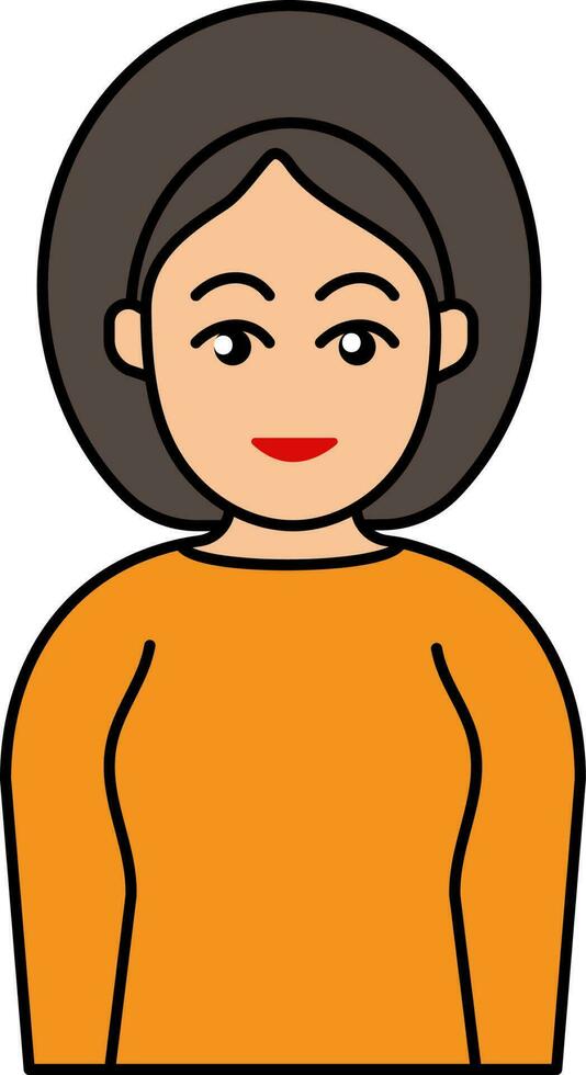 Orange robe portant intelligent fille dessin animé icône. vecteur