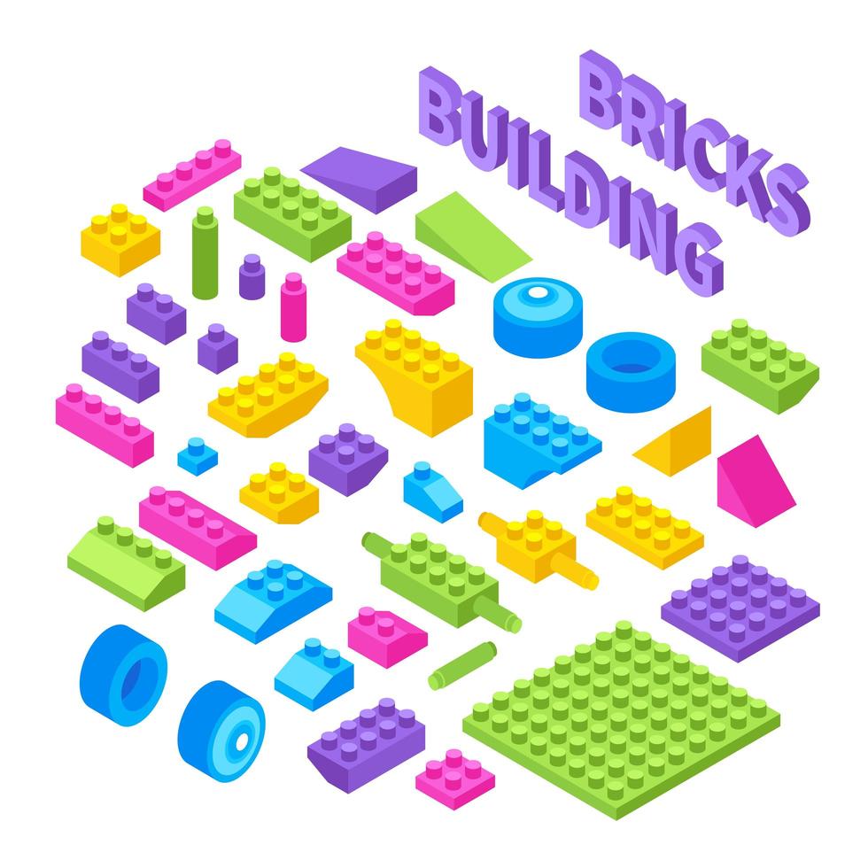 illustration vectorielle de blocs isométriques constructeur de jouets vecteur