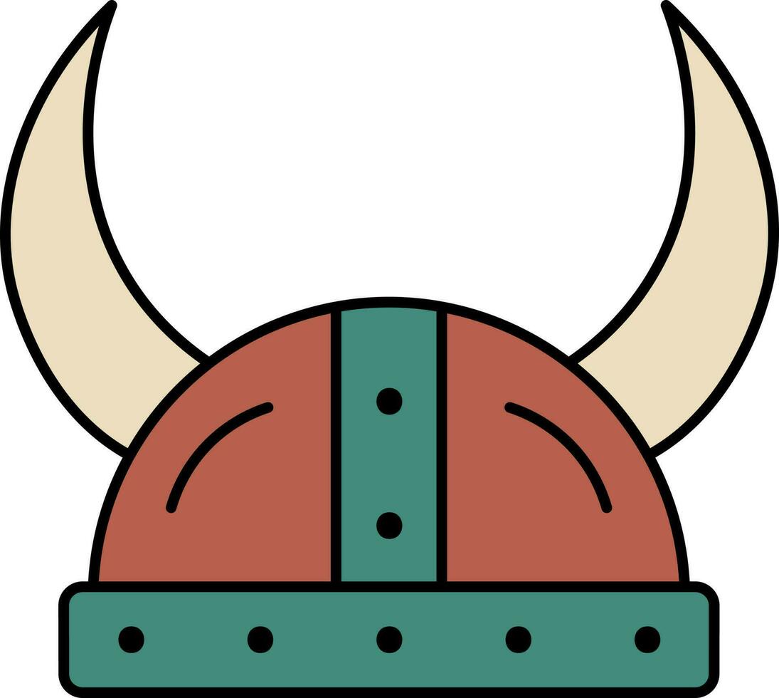 viking casque icône dans marron et sarcelle vert couleur. vecteur