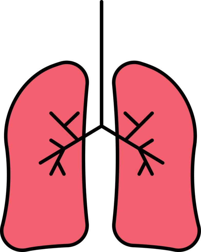 Humain poumons icône dans rouge et noir couleur. vecteur